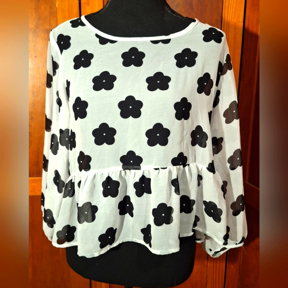 🌹HALEY STARR women's long sleeve floral print blouse. Size L